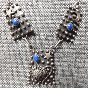 Gorgeous Native American Necklace - Navajo - Marked Sterling and Signed Shakey